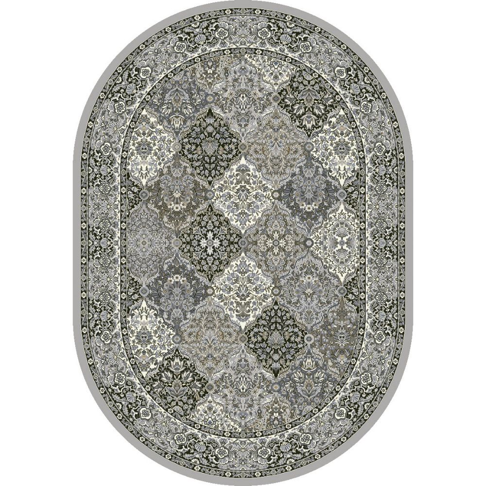 Dynamic Rugs  57008-9696 Ancient Garden 6 Ft. 7 In. X 9 Ft. 6 In. Oval Rug in Cream / Grey